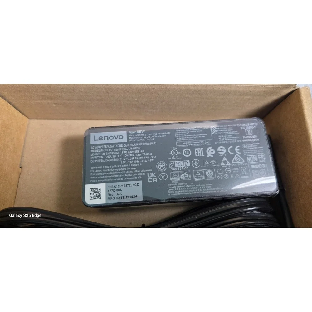 genuine Lenovo Max 65W USB-C AC power adapter